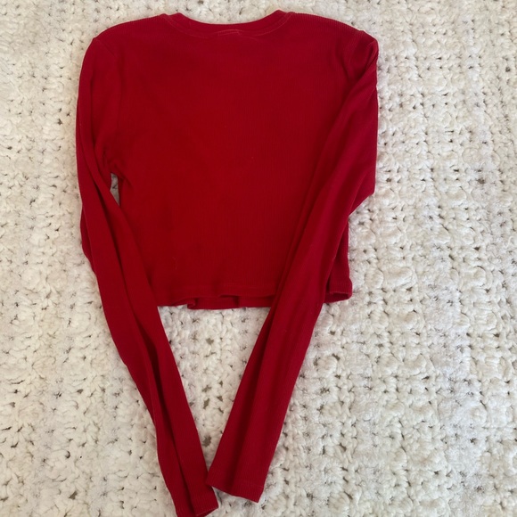 TNA red ribbed long sleeve tee - Picture 2 of 4